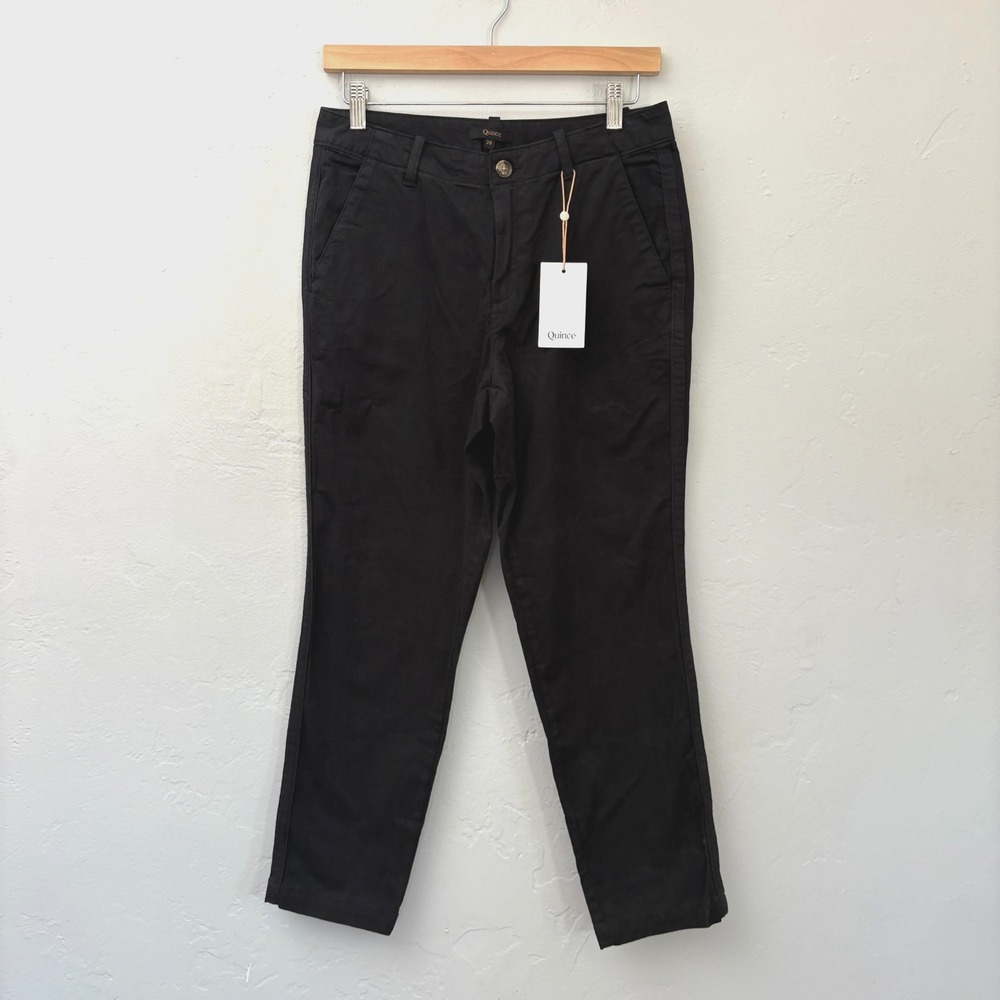 Quince Stretch Cotton Twill Girlfriend Chino Pants Women Size 28 Black New